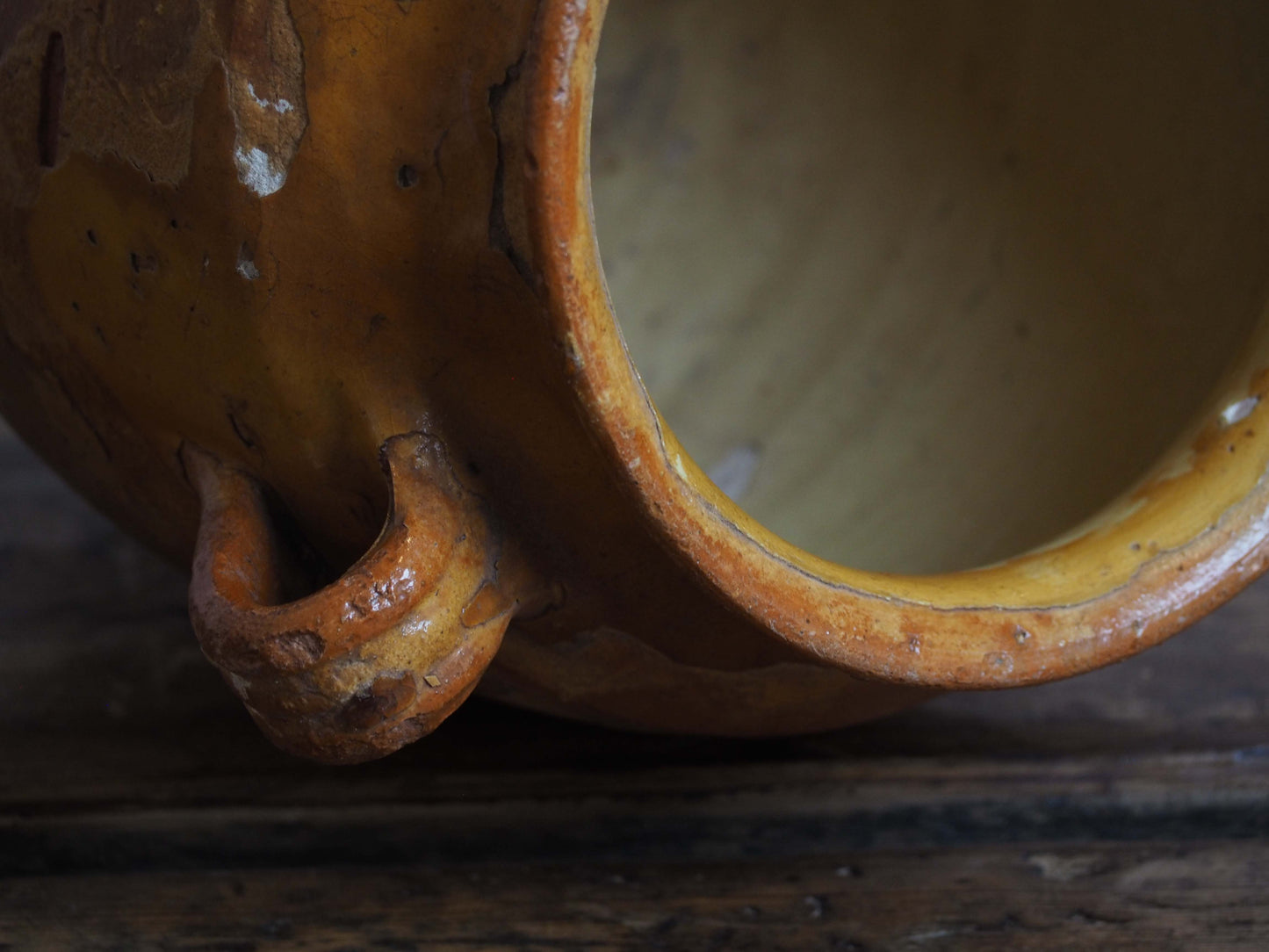 Vintage Antique French Yellow Glazed Confit Pot / Preservation Pot