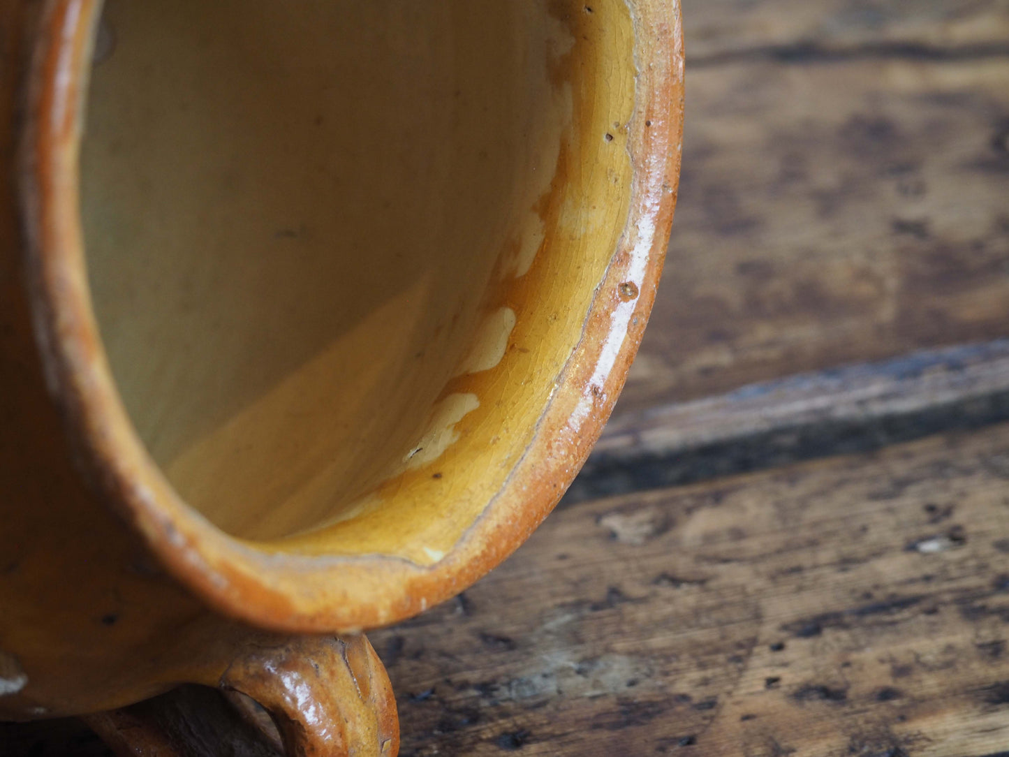 Vintage Antique French Yellow Glazed Confit Pot / Preservation Pot