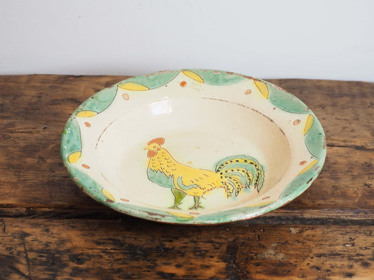 Antique Vintage Dutch Terracotta Hand-Painted Bowl / Farmhouse Decor