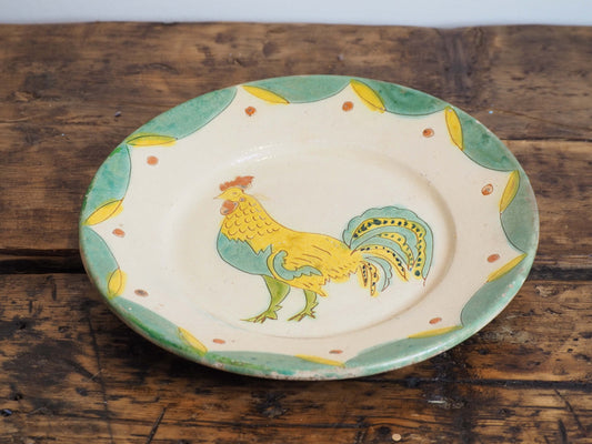 Antique Vintage Dutch Terracotta Hand-Painted Plate / Farmhouse Decor