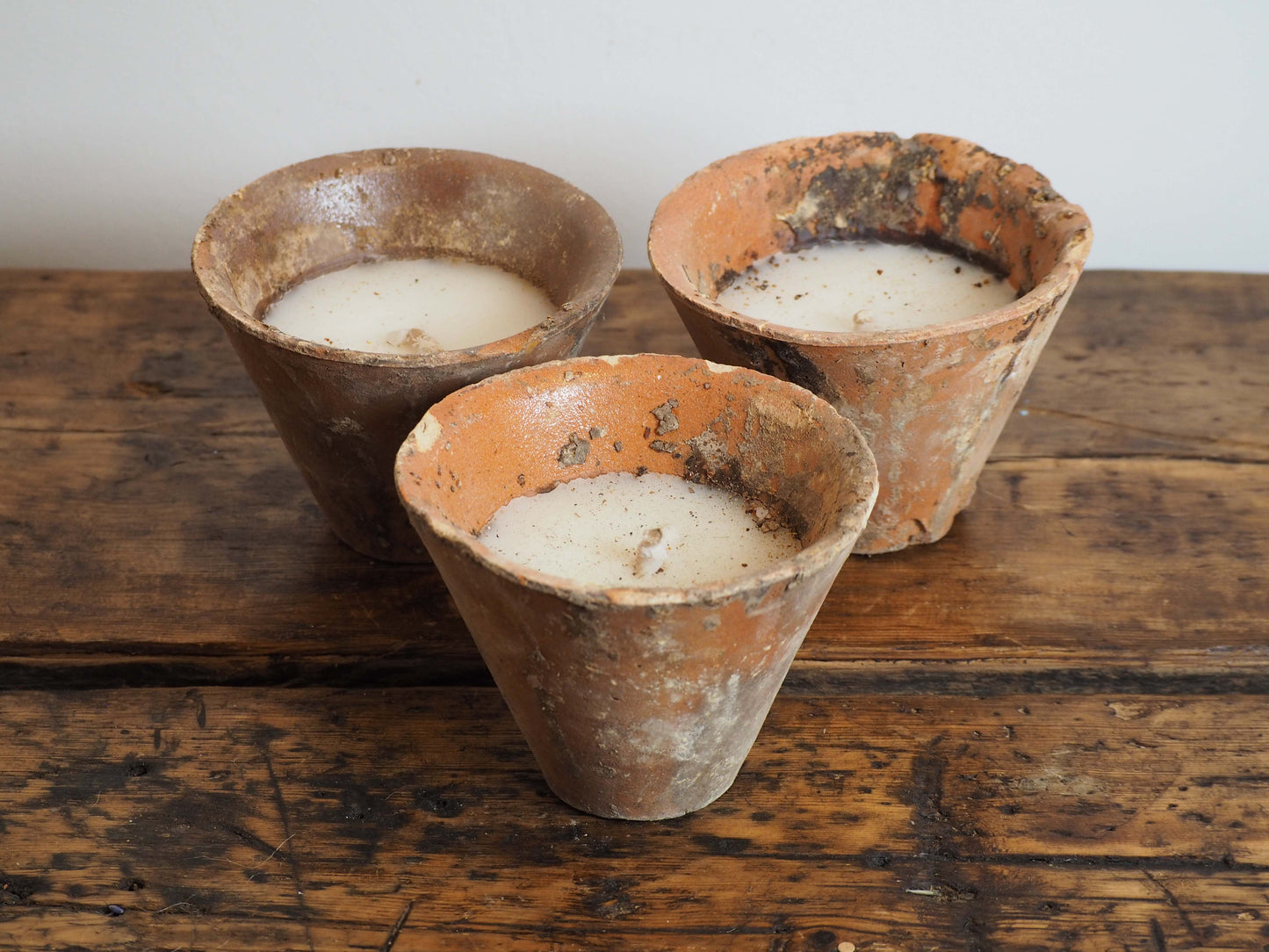 Vintage Antique French Terracotta Pine Resin Collection Pot Candles (Sold Individually)
