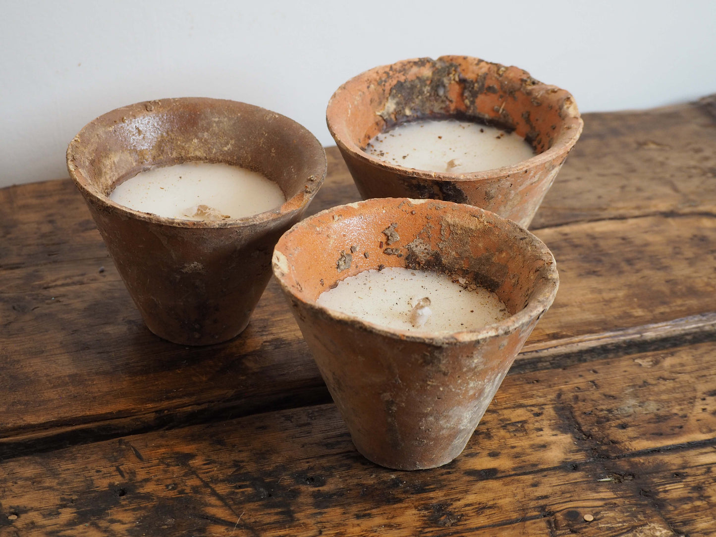 Vintage Antique French Terracotta Pine Resin Collection Pot Candles (Sold Individually)