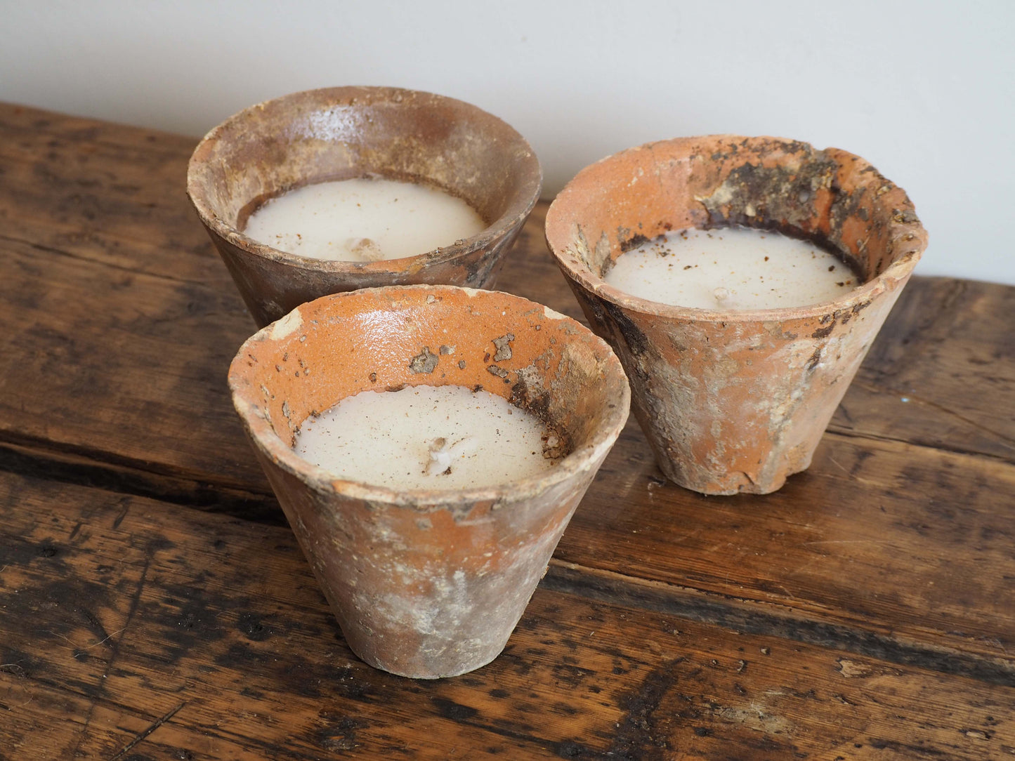 Vintage Antique French Terracotta Pine Resin Collection Pot Candles (Sold Individually)