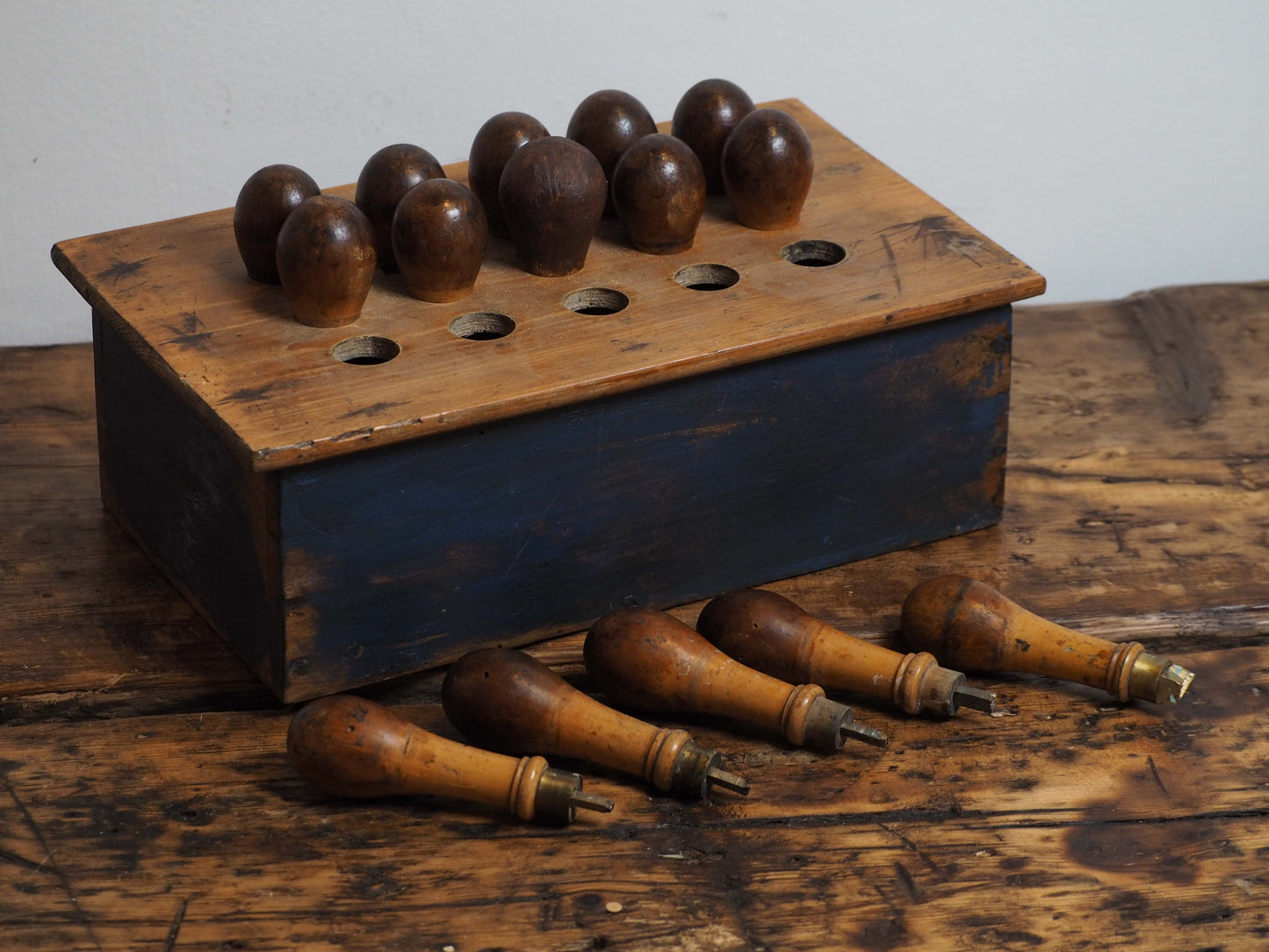 Vintage Antique Leather Working Tools and Storage Box