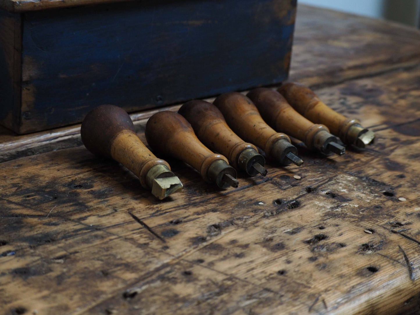 Vintage Antique Leather Working Tools and Storage Box