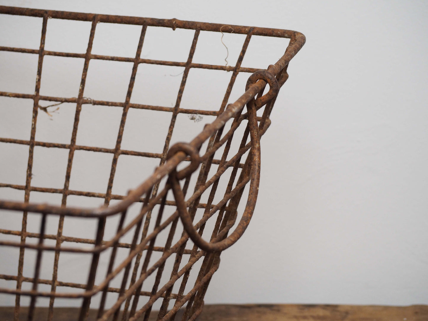 Antique Vintage French Wire Oyster Basket with Handles / Storage Container