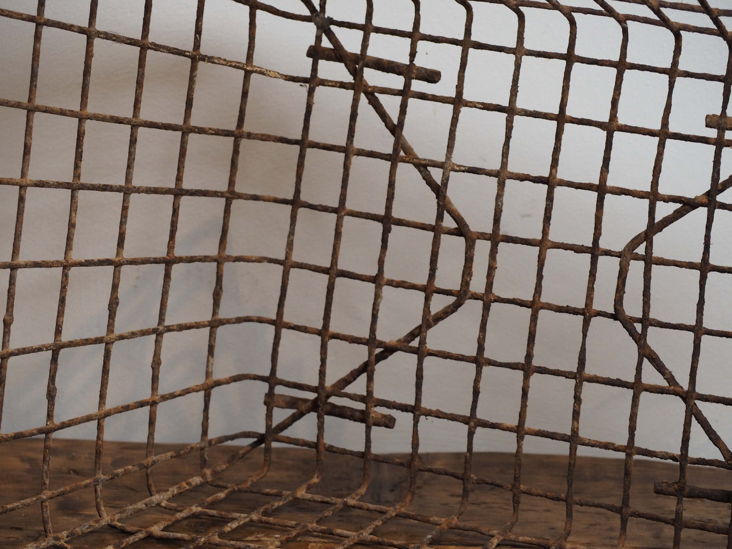 Antique Vintage French Wire Oyster Basket with Handles / Storage Container