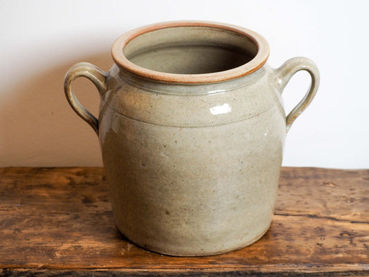 Vintage Antique Rustic French Cream Stoneware Confit Pot / Kitchen Storage Jar