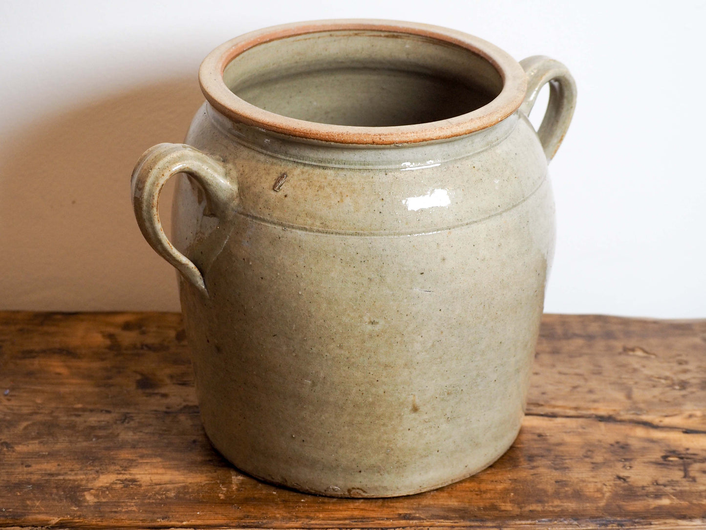 Vintage Antique Rustic French Cream Stoneware Confit Pot / Kitchen Storage Jar