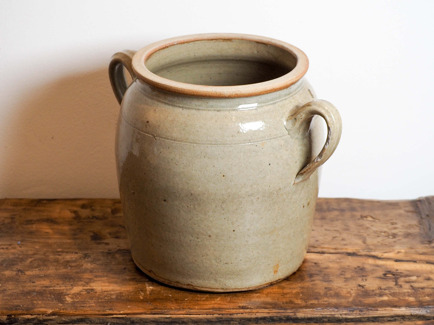 Vintage Antique Rustic French Cream Stoneware Confit Pot / Kitchen Storage Jar