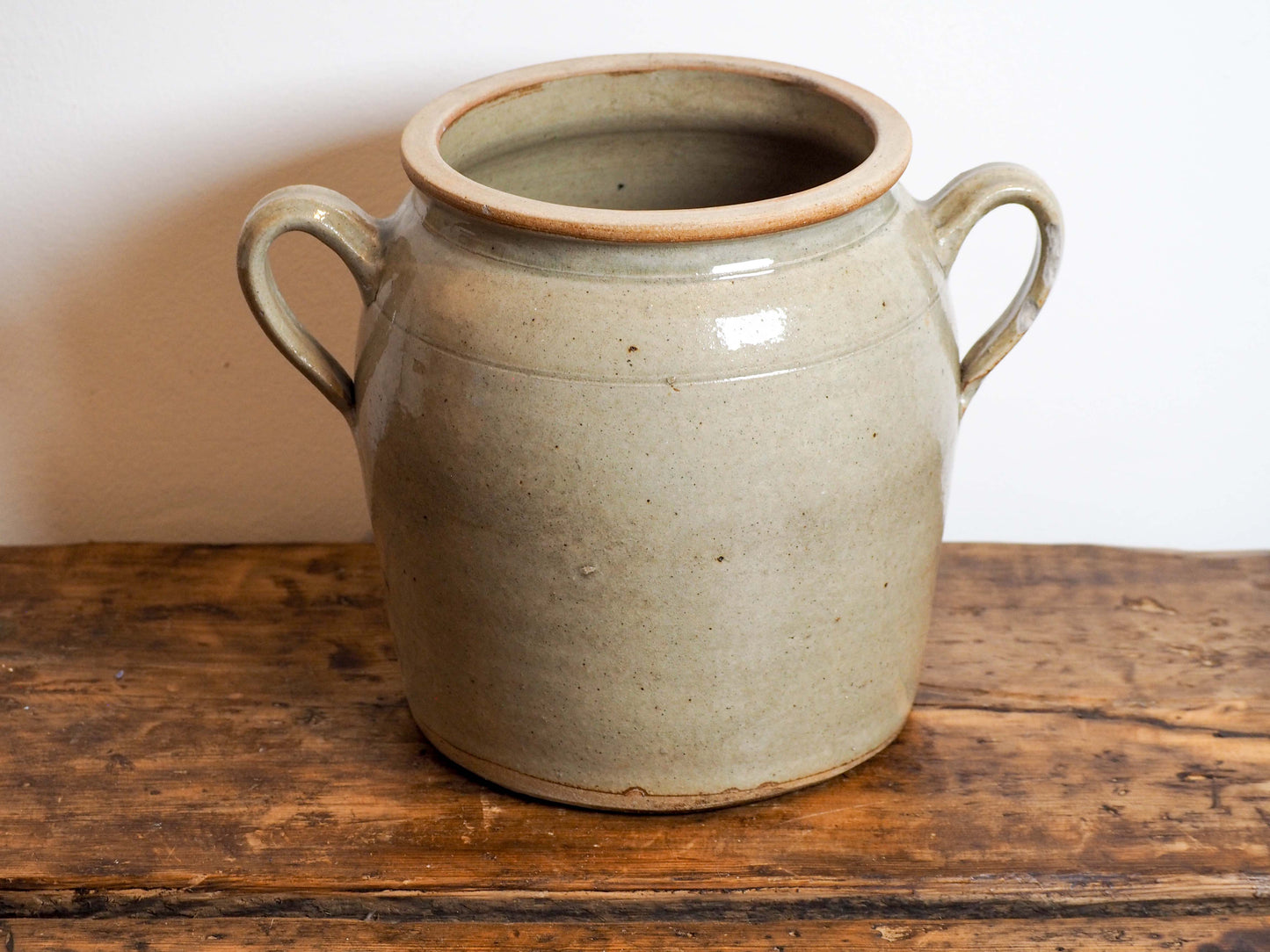 Vintage Antique Rustic French Cream Stoneware Confit Pot / Kitchen Storage Jar