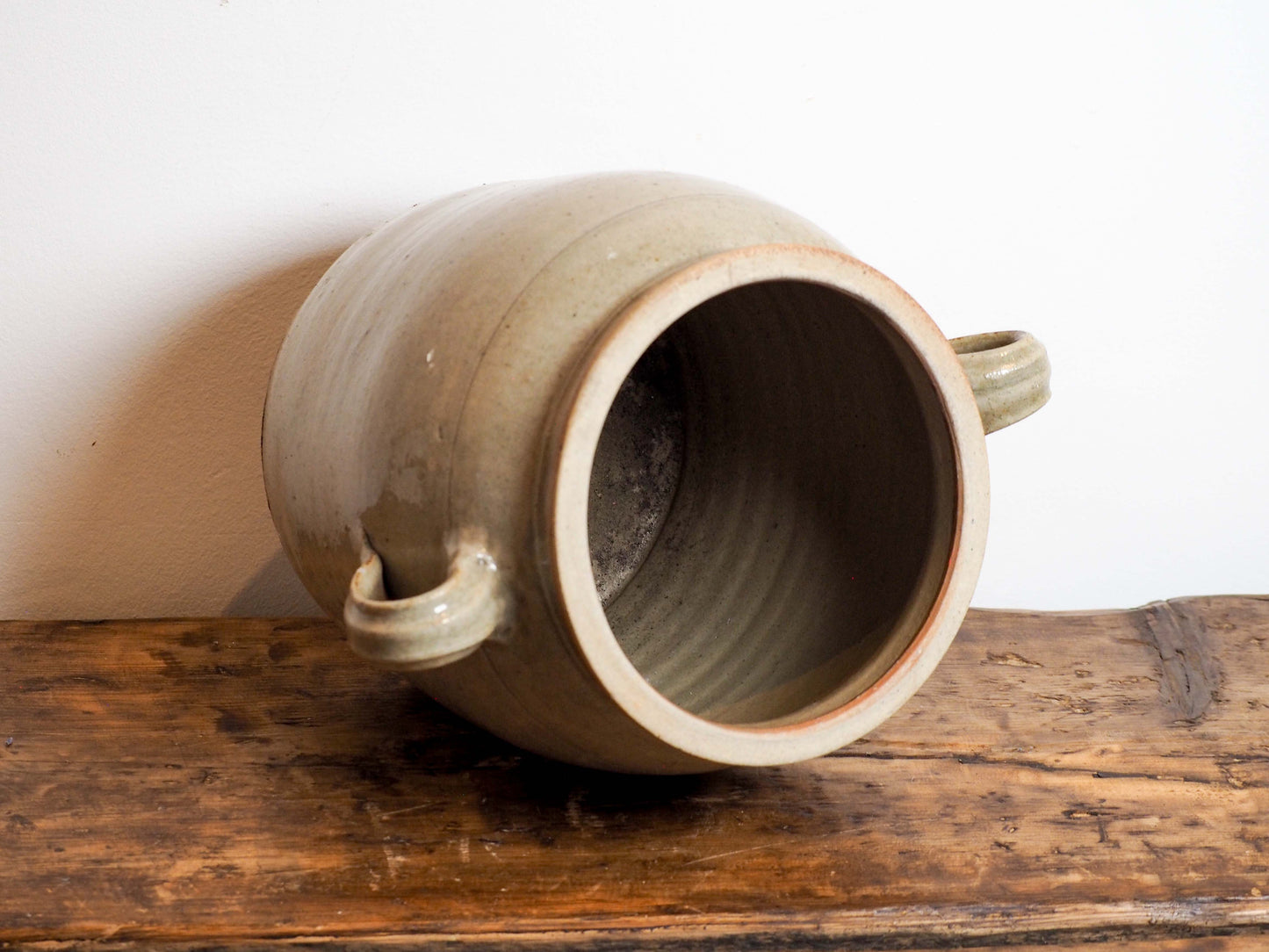 Vintage Antique Rustic French Cream Stoneware Confit Pot / Kitchen Storage Jar