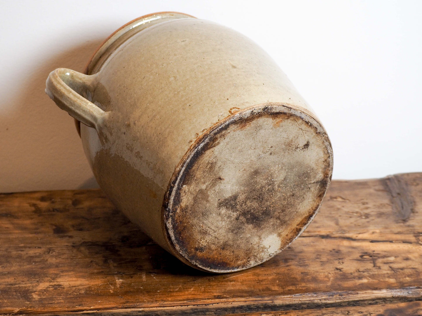 Vintage Antique Rustic French Cream Stoneware Confit Pot / Kitchen Storage Jar