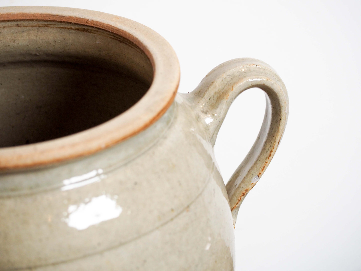 Vintage Antique Rustic French Cream Stoneware Confit Pot / Kitchen Storage Jar