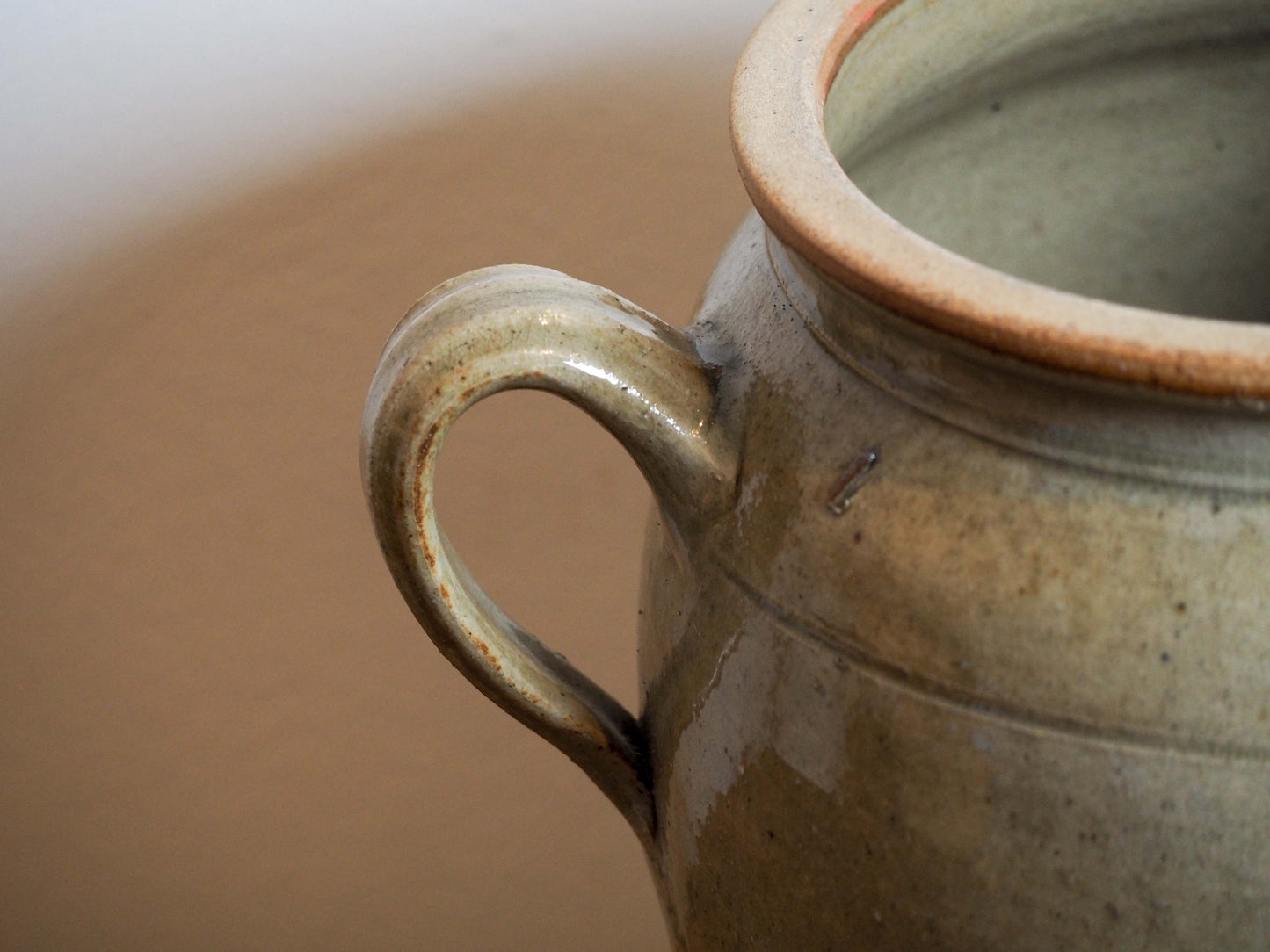 Vintage Antique Rustic French Cream Stoneware Confit Pot / Kitchen Storage Jar