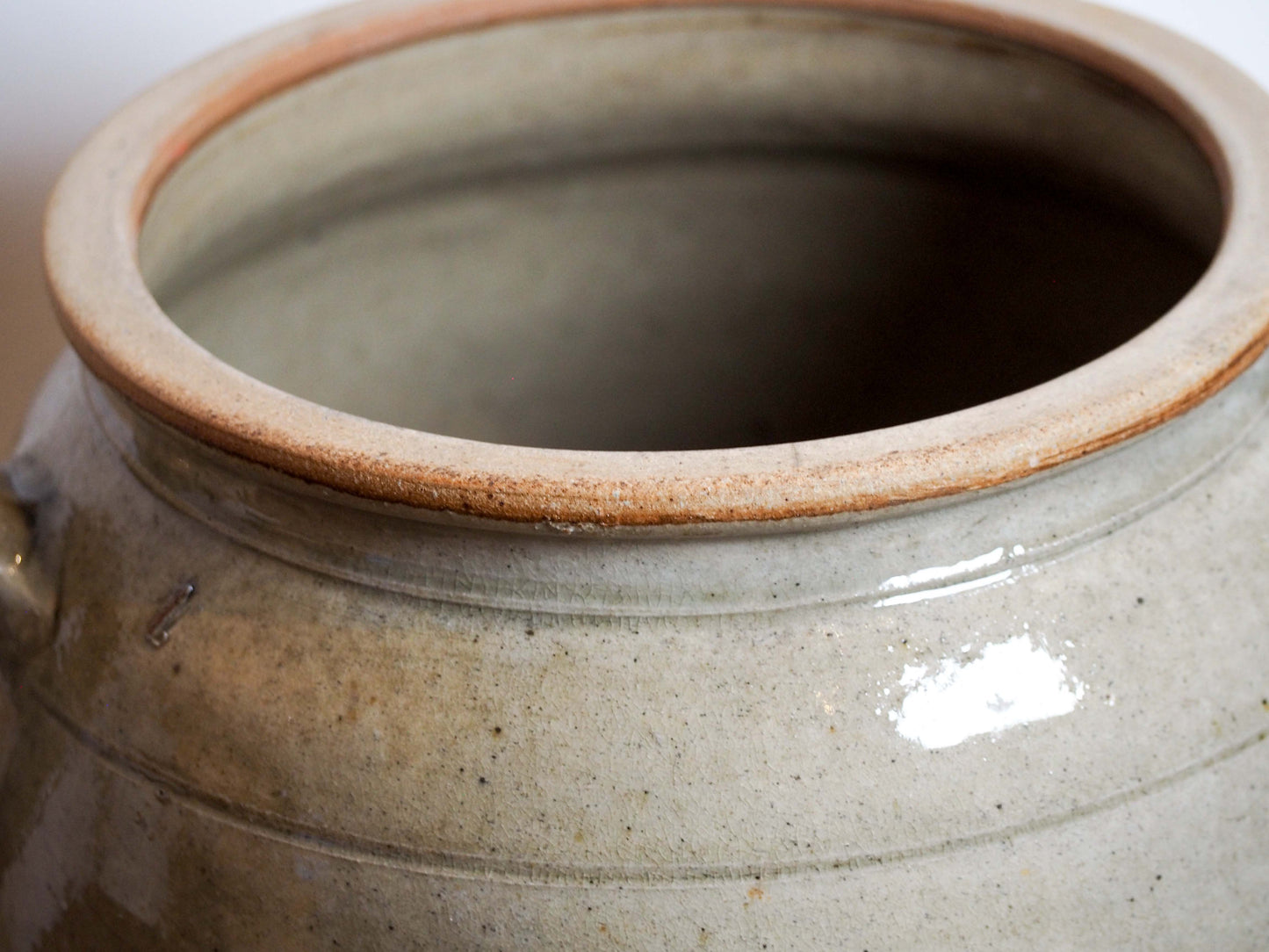 Vintage Antique Rustic French Cream Stoneware Confit Pot / Kitchen Storage Jar