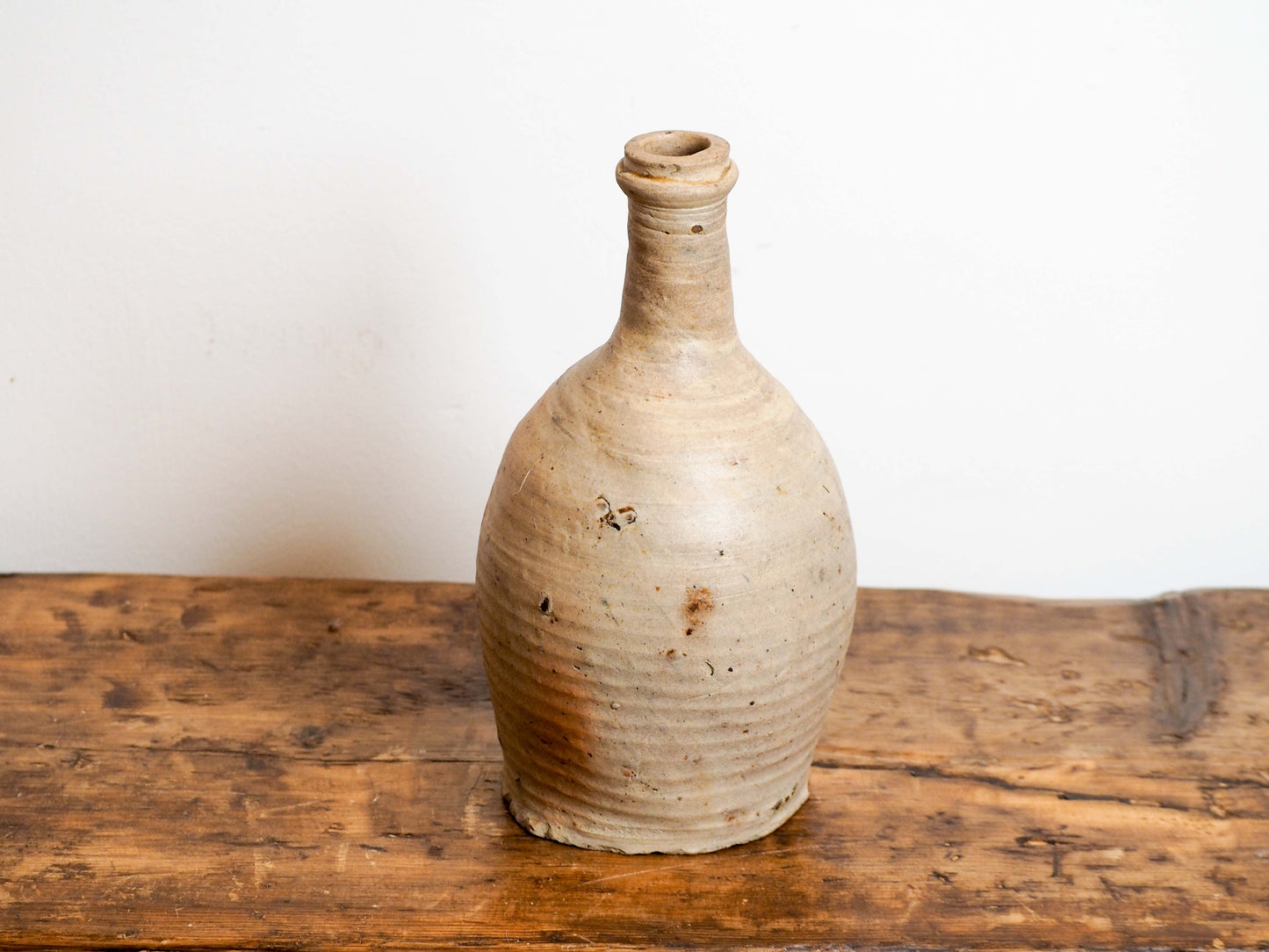 Vintage Antique Rustic French Cream Brown Stoneware Bottle / Kitchen Pot (Sold Individually)