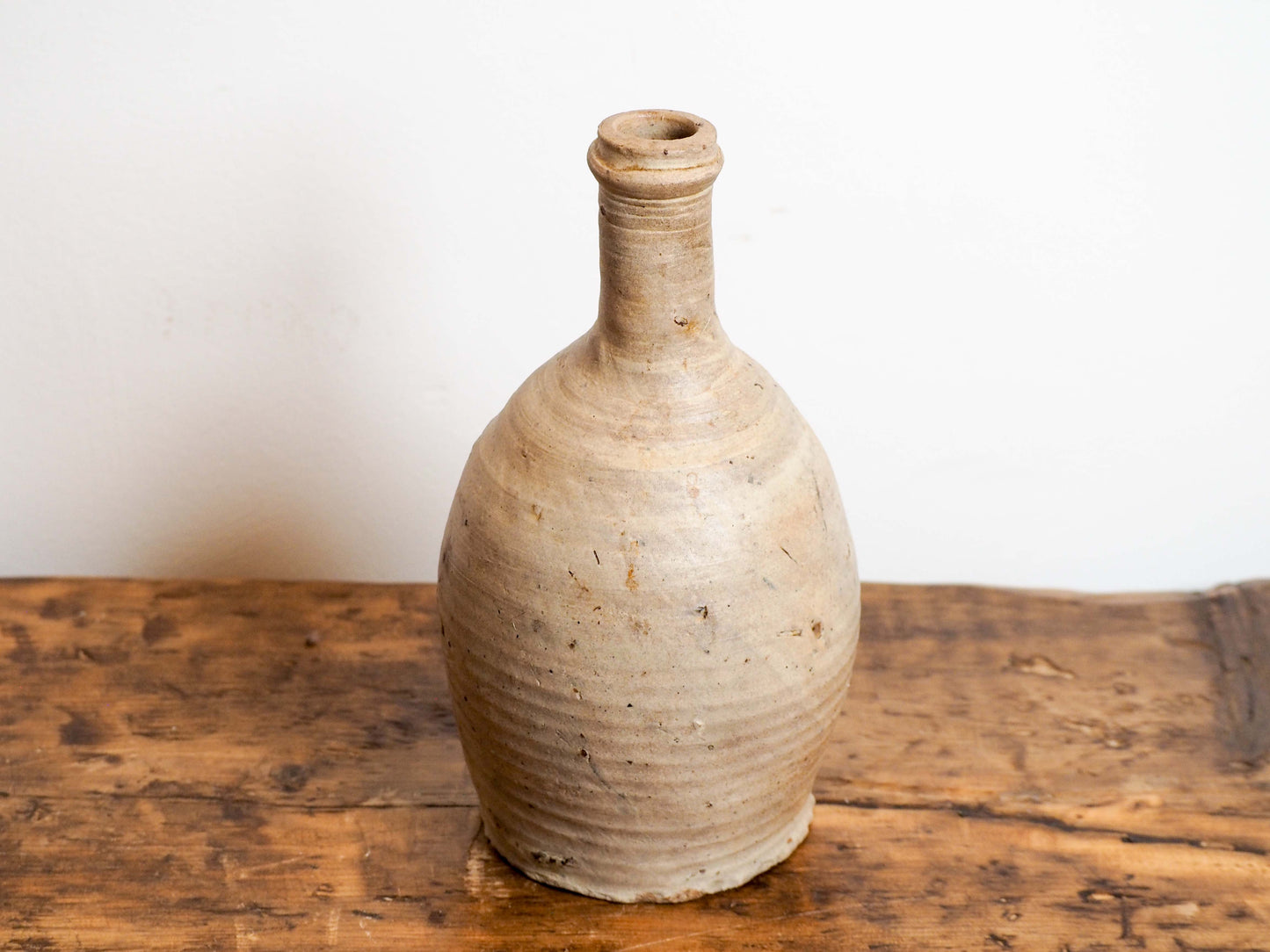 Vintage Antique Rustic French Cream Brown Stoneware Bottle / Kitchen Pot (Sold Individually)