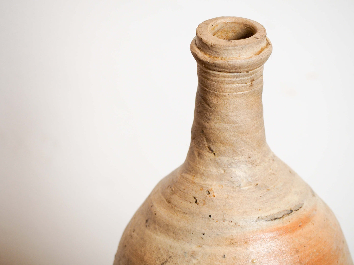 Vintage Antique Rustic French Cream Brown Stoneware Bottle / Kitchen Pot (Sold Individually)