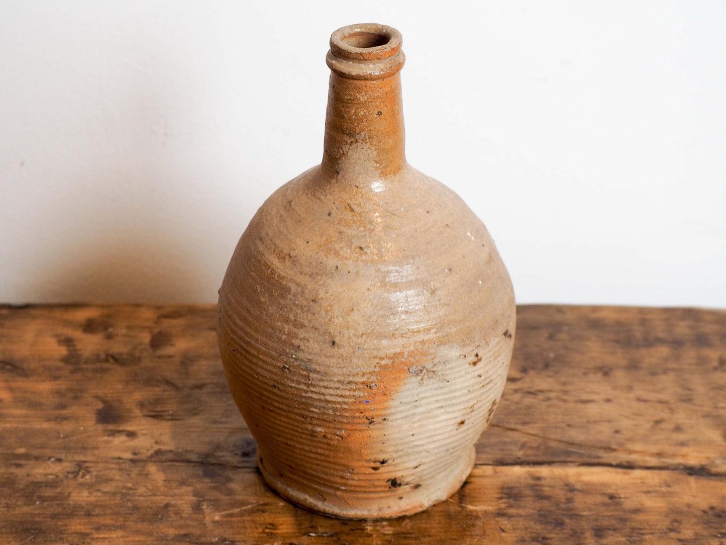 Vintage Antique Rustic French Cream Brown Stoneware Bottle / Kitchen Pot (Sold Individually)