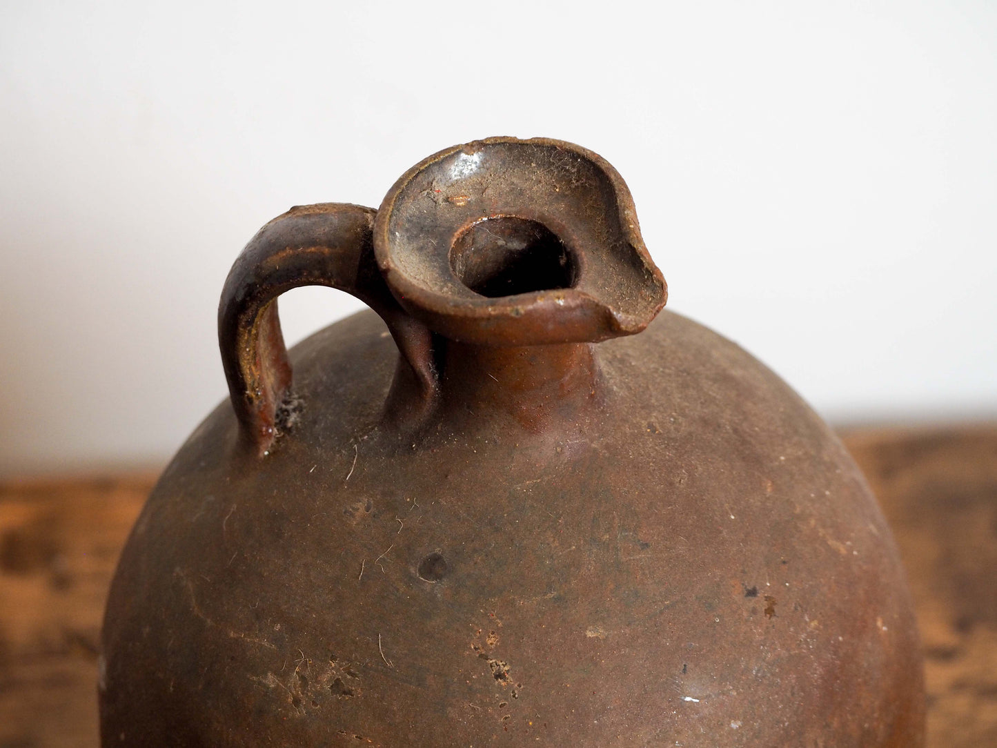 Vintage Antique Rustic French Brown Glazed Stoneware Bottle / Kitchen Pot (Sold Individually)