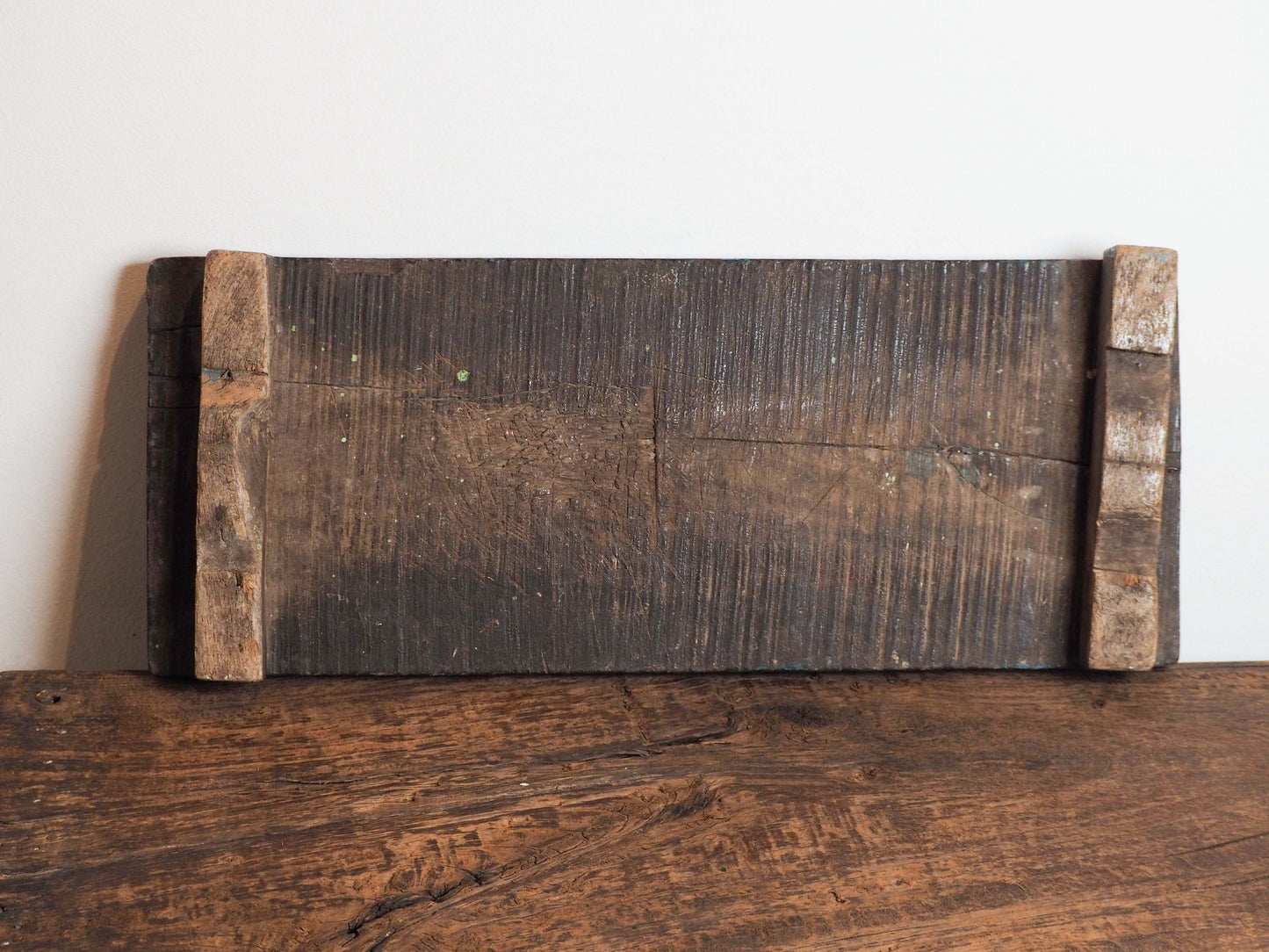Vintage Antique Teak Indian Wooden Mancala Game Board / 19th-Century Pallanguzhi Board