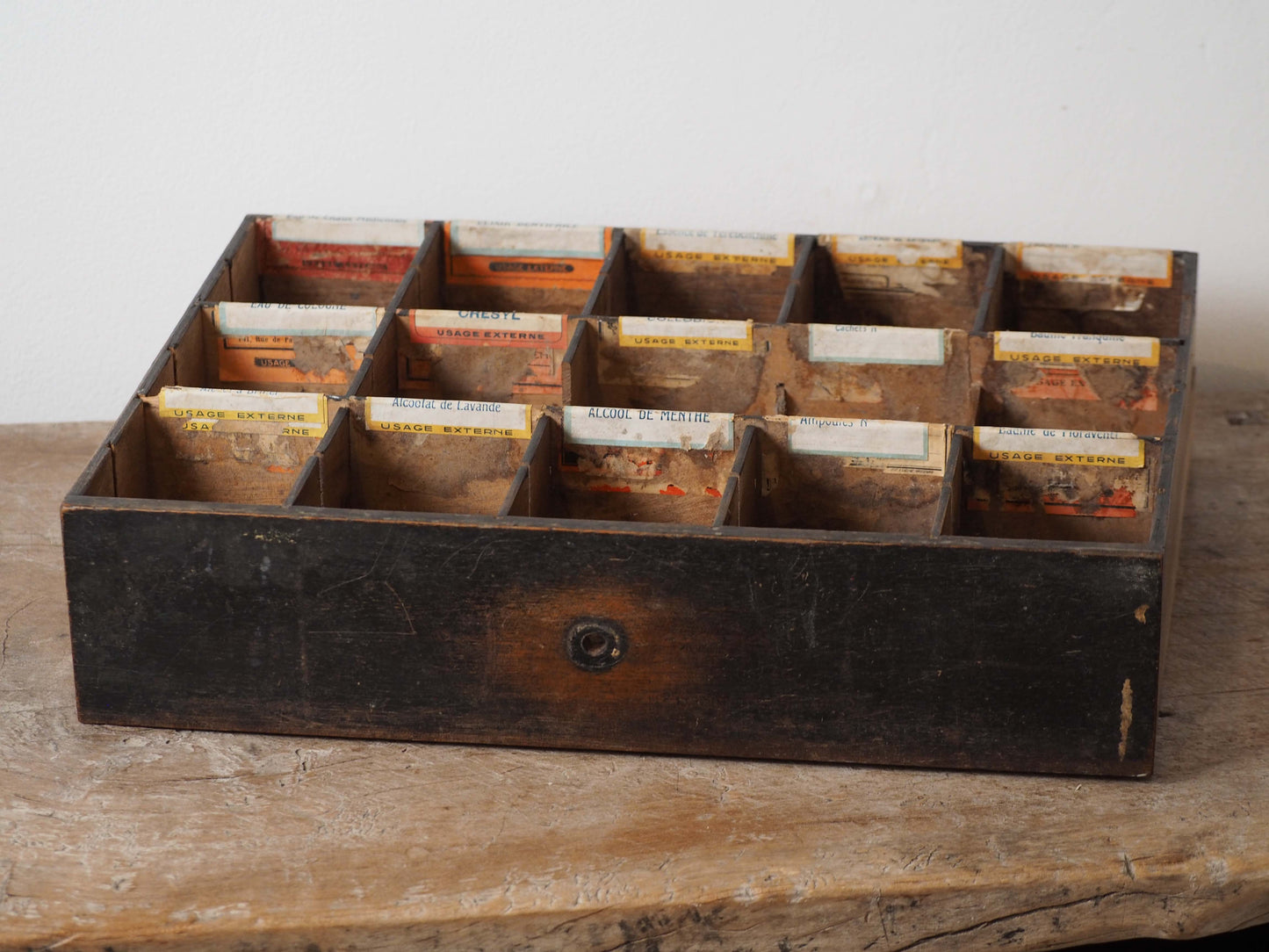 Vintage Antique Wooden French Apothecary Tray / Old Medical Drawer