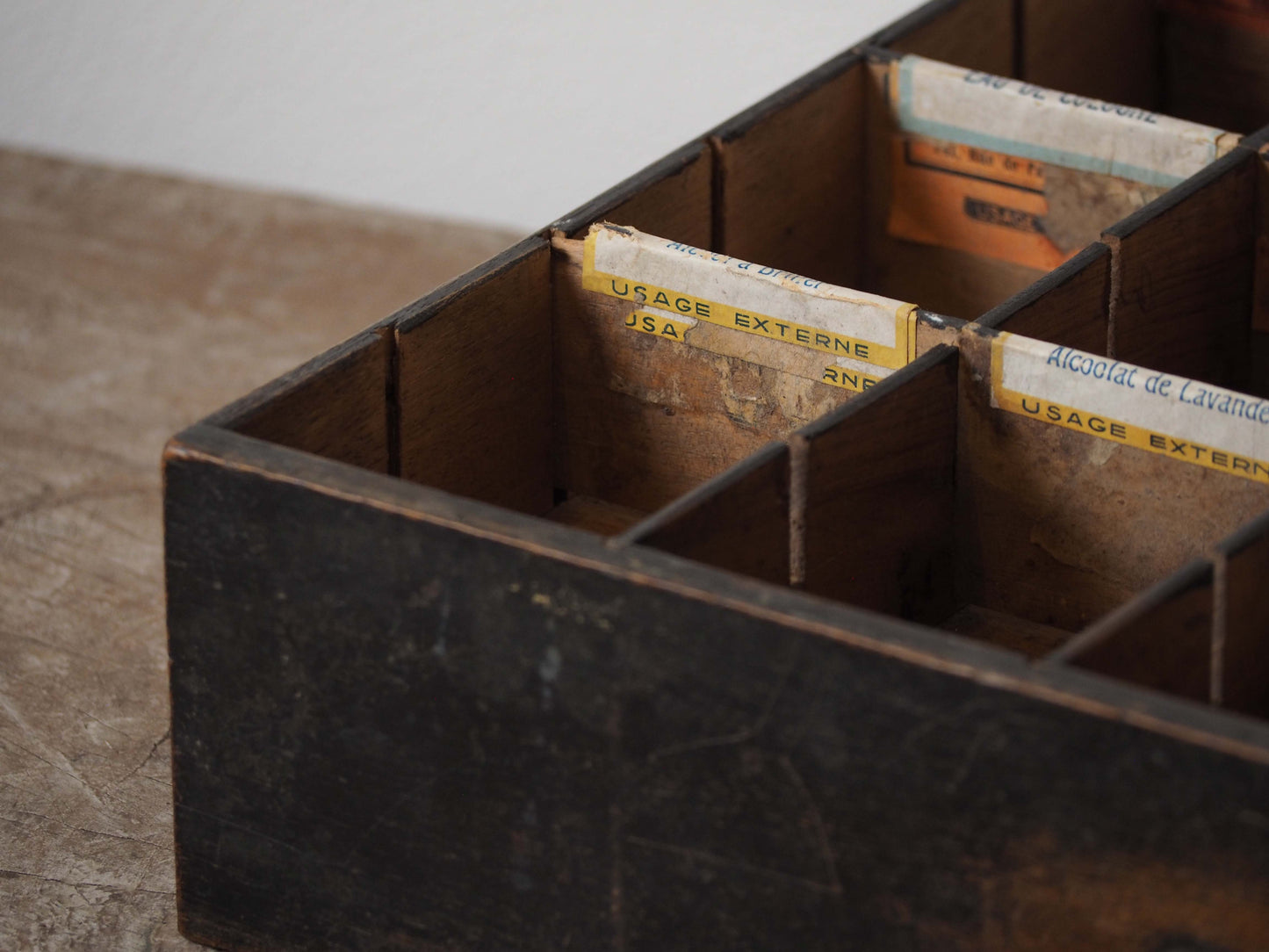 Vintage Antique Wooden French Apothecary Tray / Old Medical Drawer