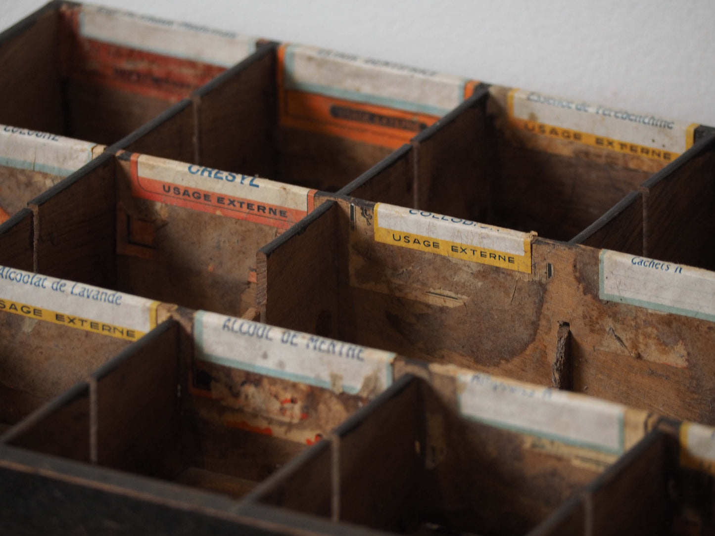 Vintage Antique Wooden French Apothecary Tray / Old Medical Drawer
