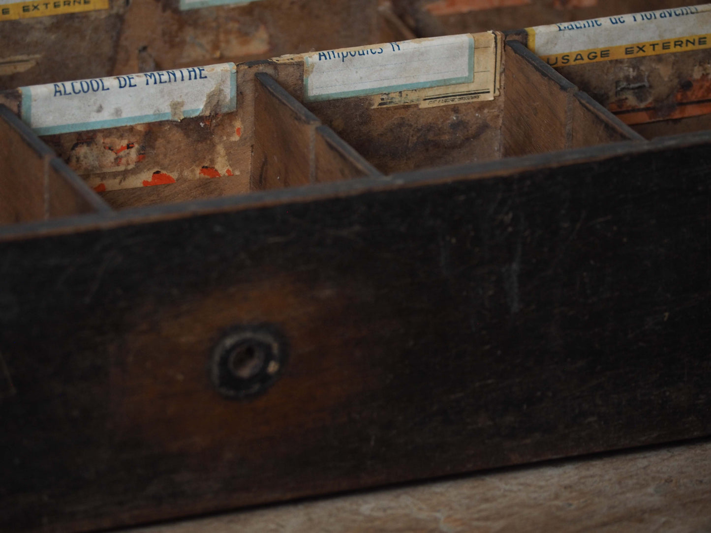 Vintage Antique Wooden French Apothecary Tray / Old Medical Drawer