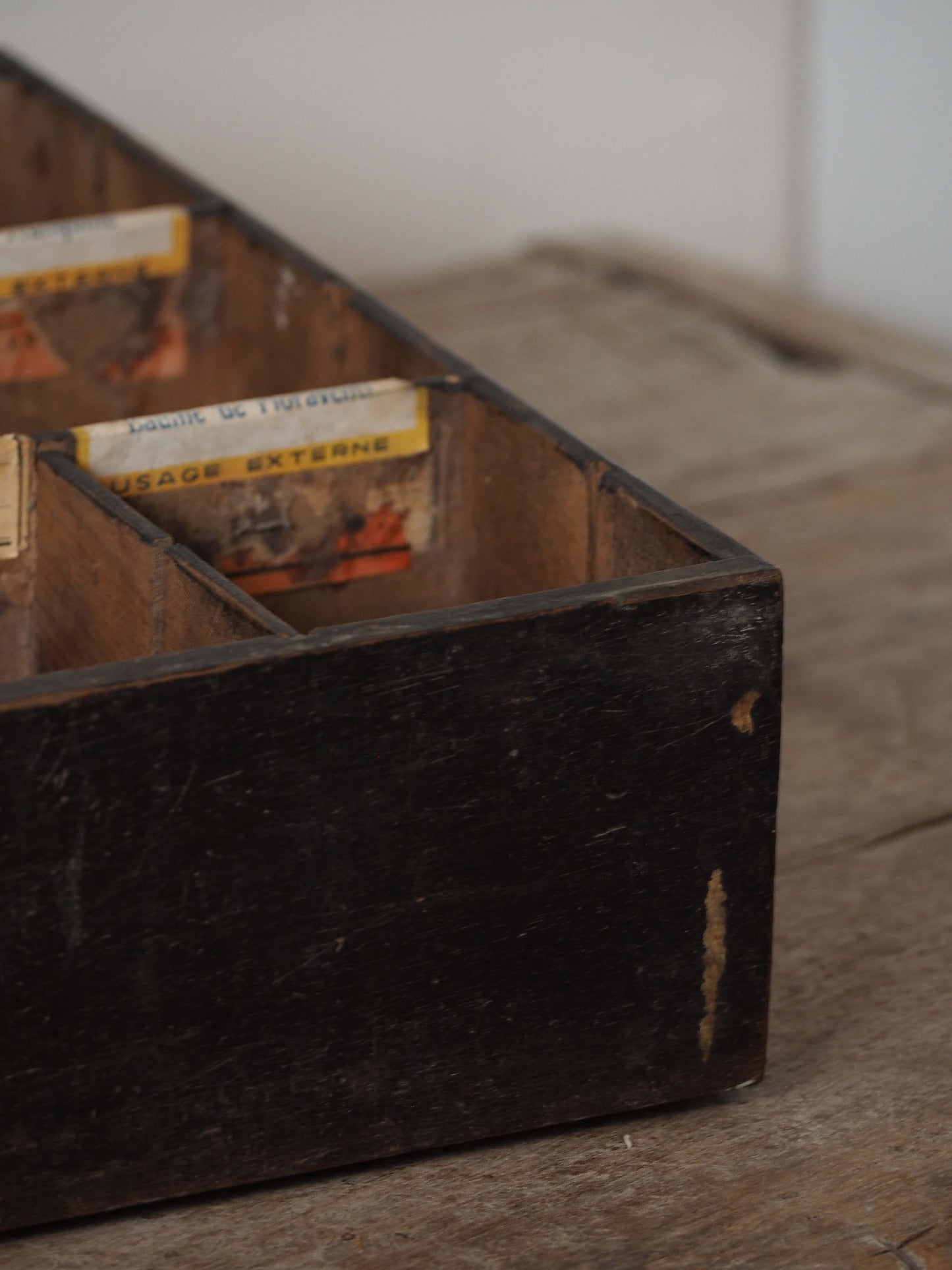 Vintage Antique Wooden French Apothecary Tray / Old Medical Drawer