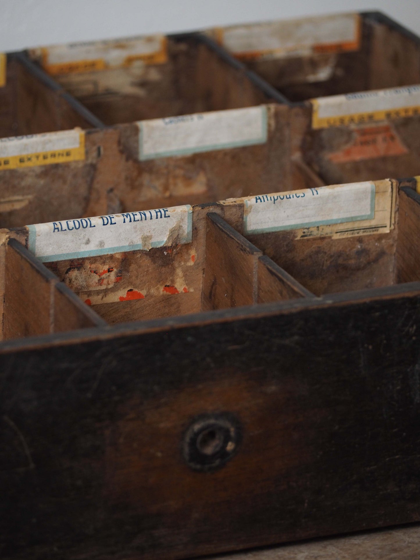 Vintage Antique Wooden French Apothecary Tray / Old Medical Drawer