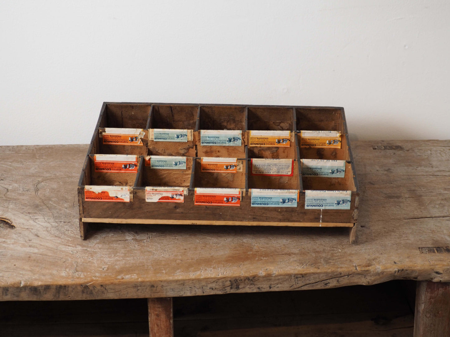 Vintage Antique Wooden French Apothecary Tray / Old Medical Drawer