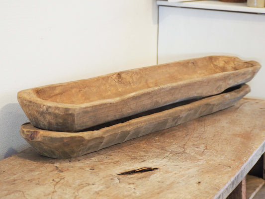 Vintage Hand-Made Large Wooden Baguette Board / Dough Bowl / Natural Rustic Wood