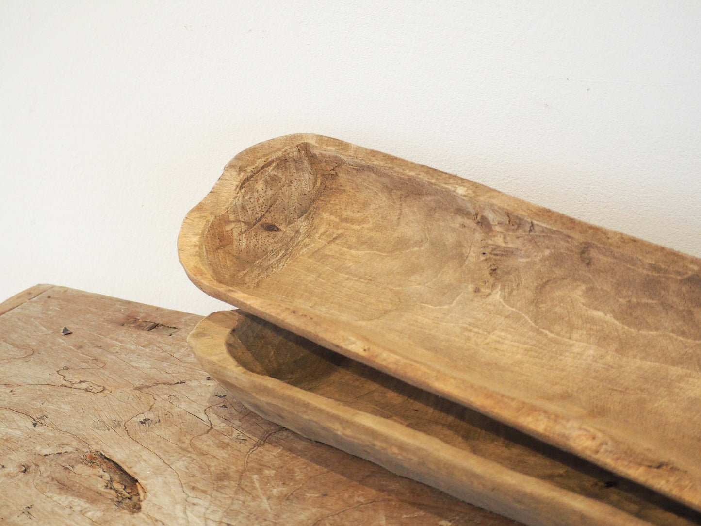 Vintage Hand-Made Large Wooden Baguette Board / Dough Bowl / Natural Rustic Wood
