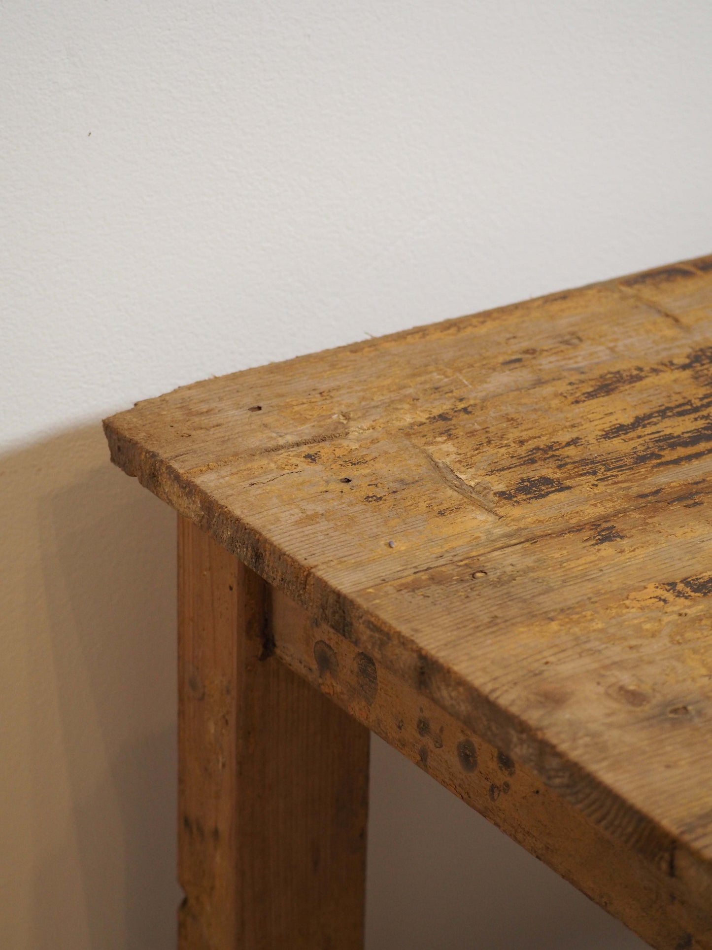 Small Rustic French Wooden Painted Side Table / Small Furniture