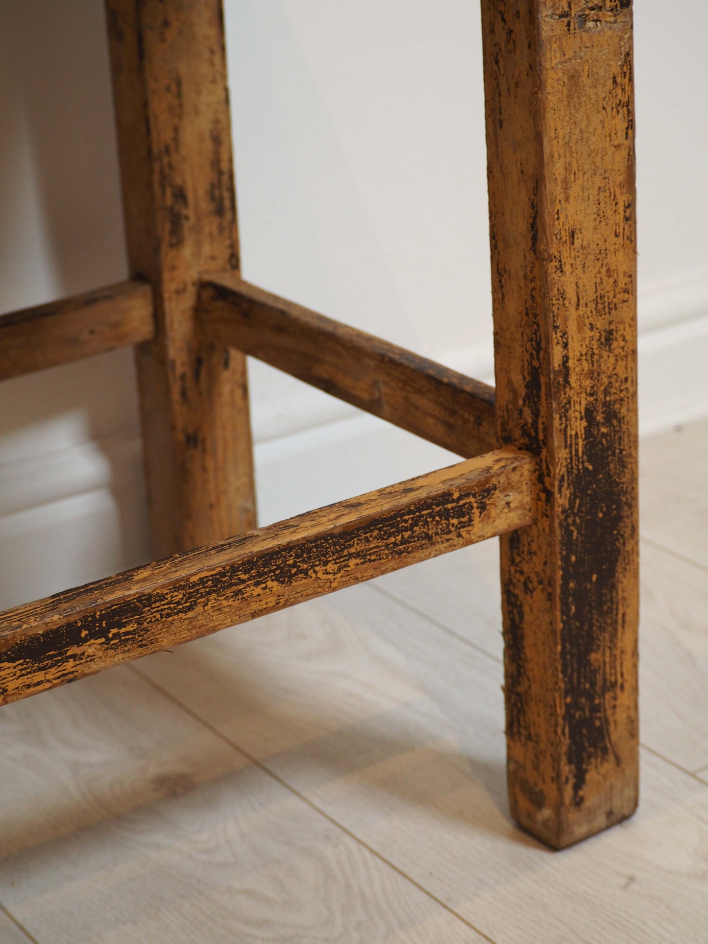 Small Rustic French Wooden Painted Side Table / Small Furniture