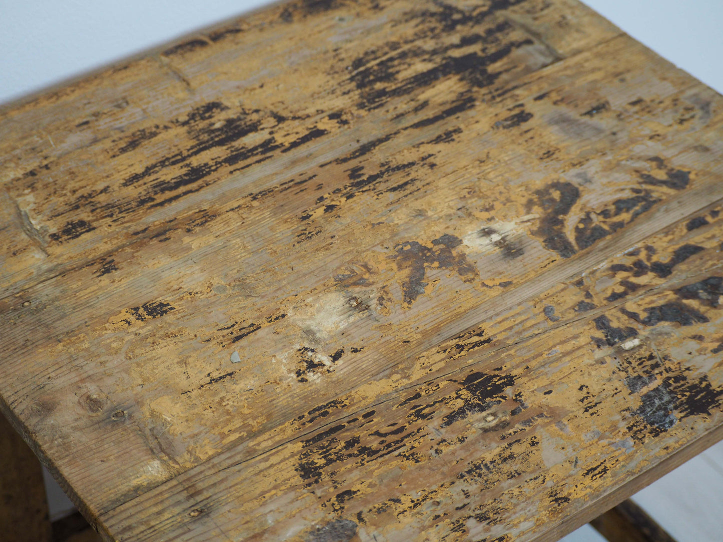 Small Rustic French Wooden Painted Side Table / Small Furniture