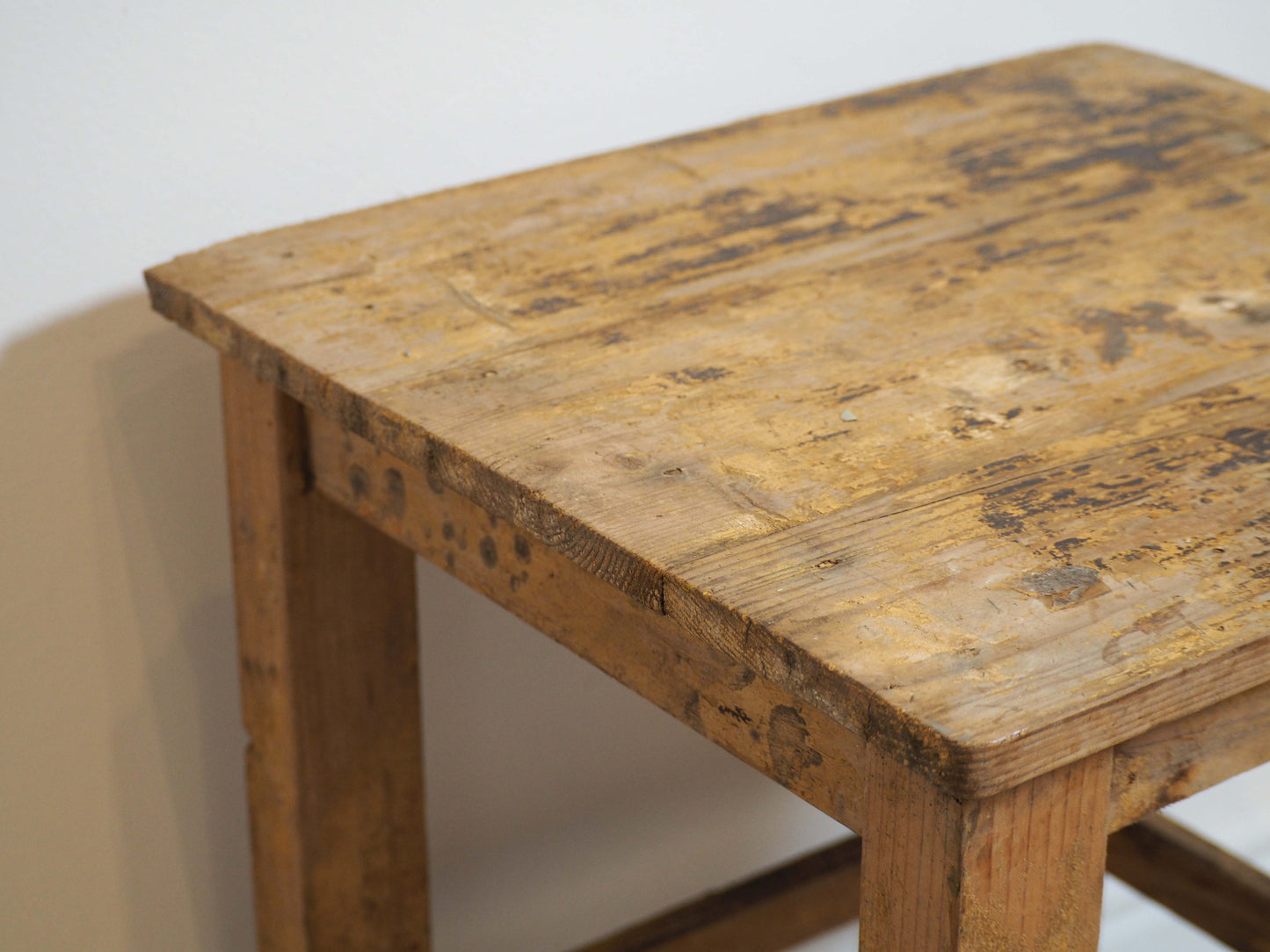 Small Rustic French Wooden Painted Side Table / Small Furniture