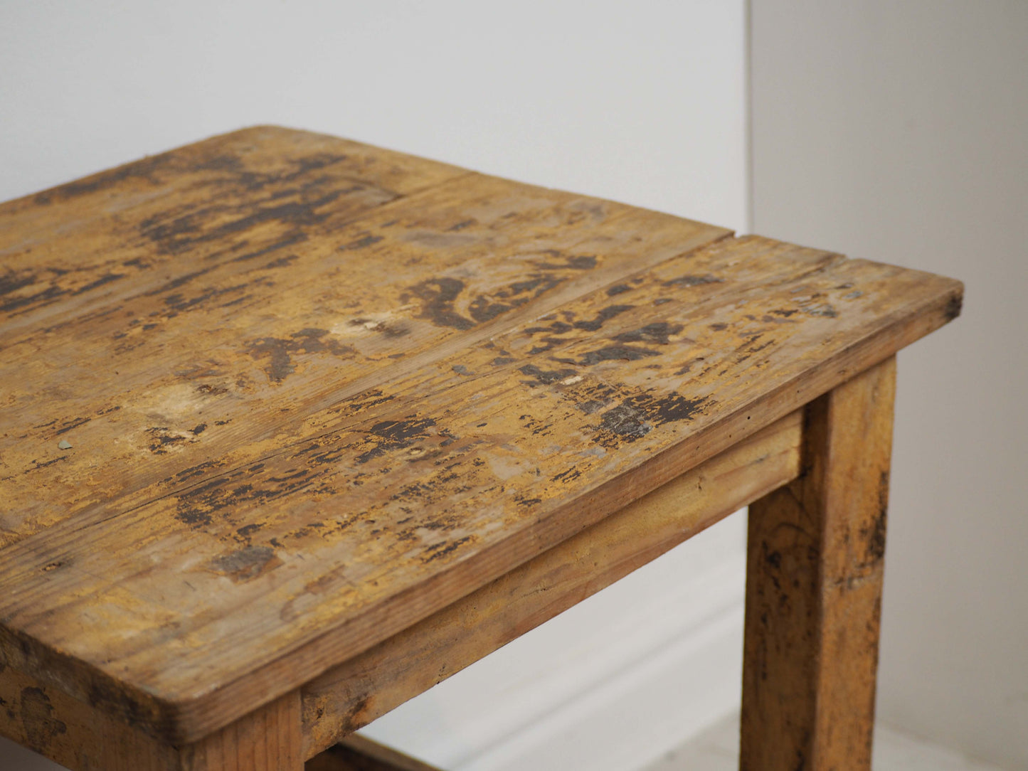 Small Rustic French Wooden Painted Side Table / Small Furniture