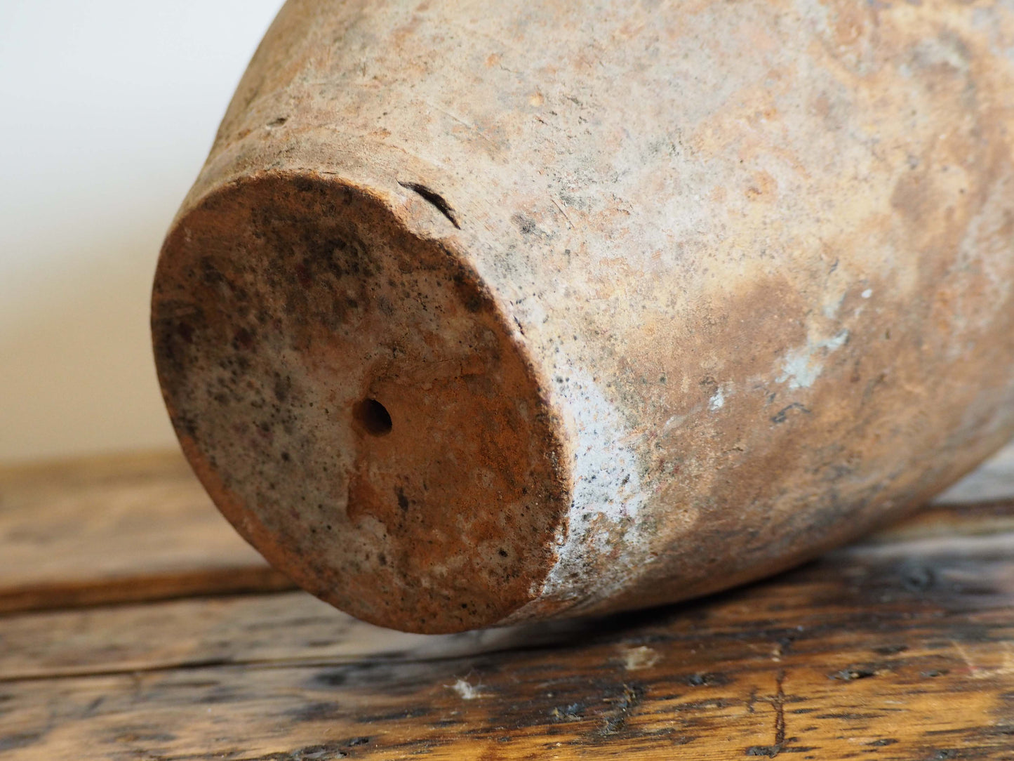 Antique Vintage Turkish Terracotta Olive Jar / Green Glazed Handle Pot