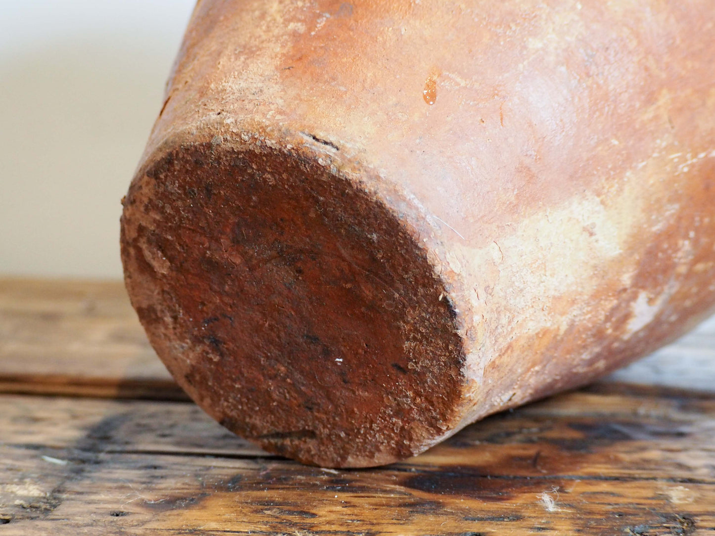 Antique Vintage Turkish Terracotta Olive Jar with Original Stopper / Green Glazed Handle Pot