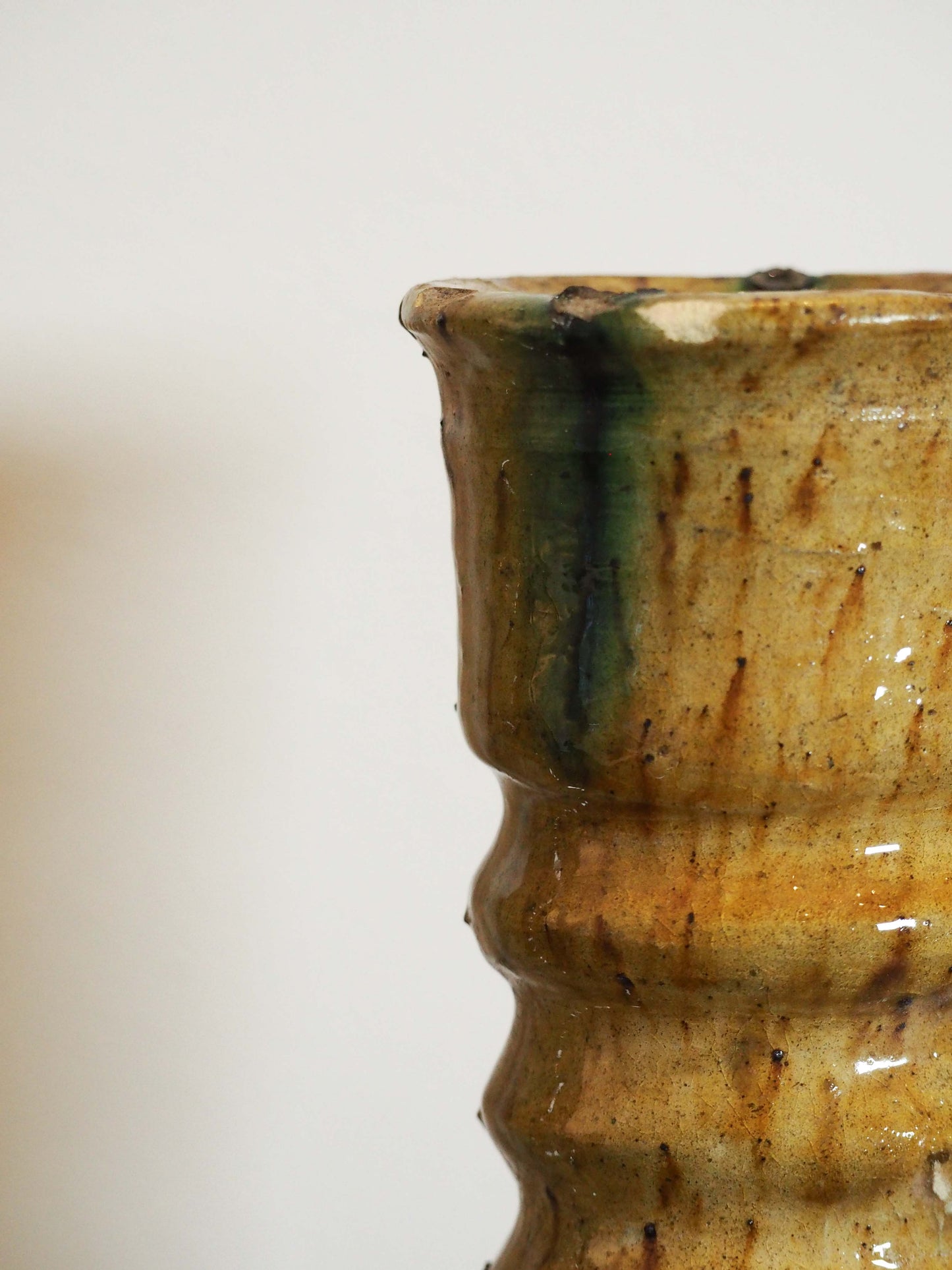 Pair of Antique Authentic Moroccan Tamegroute Yellow Tower Candle Holders