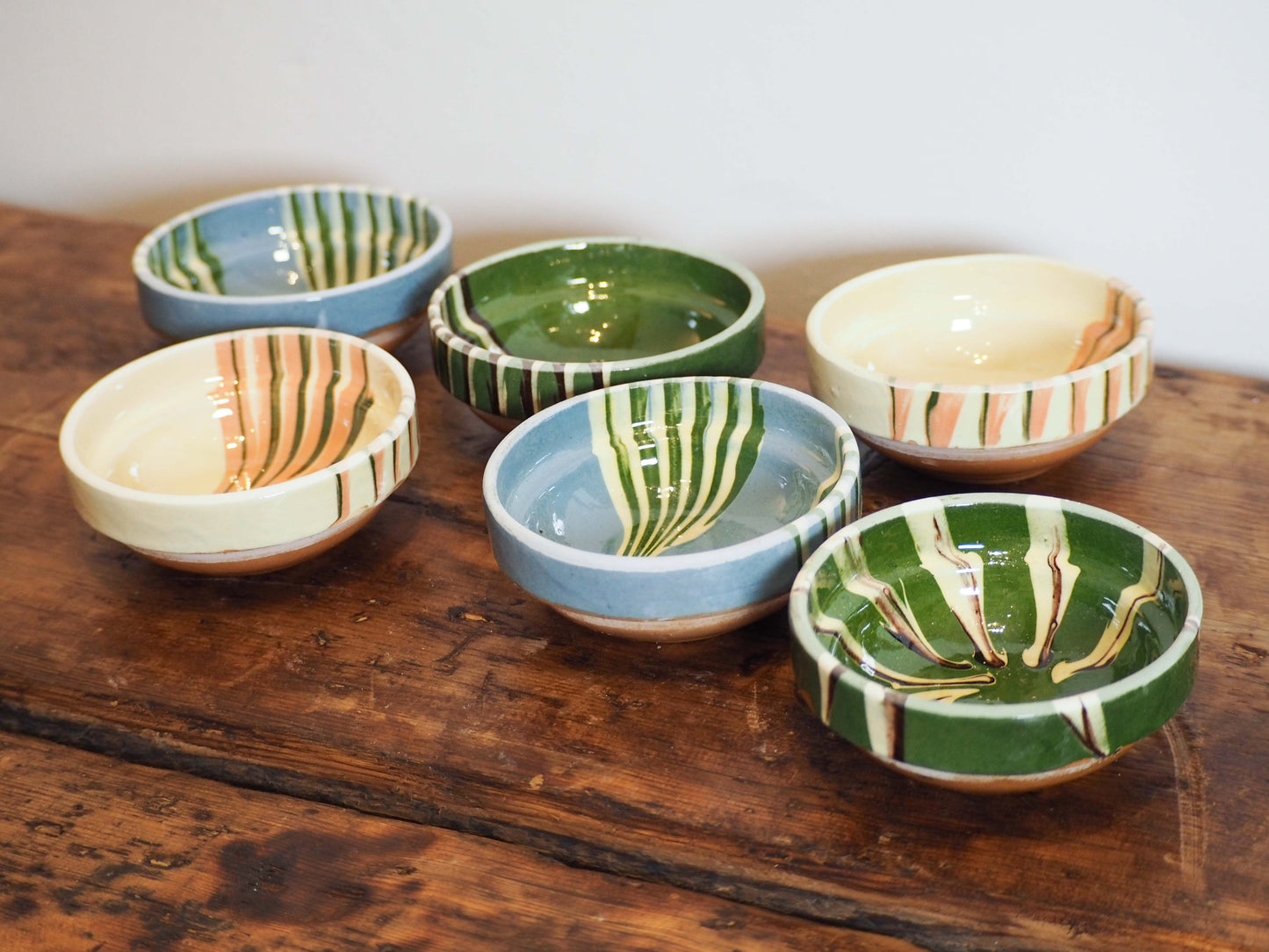 Vintage Traditional Romanian Terracotta Slipware Folk Bowls / Trinket Bowl (Sold Individually)