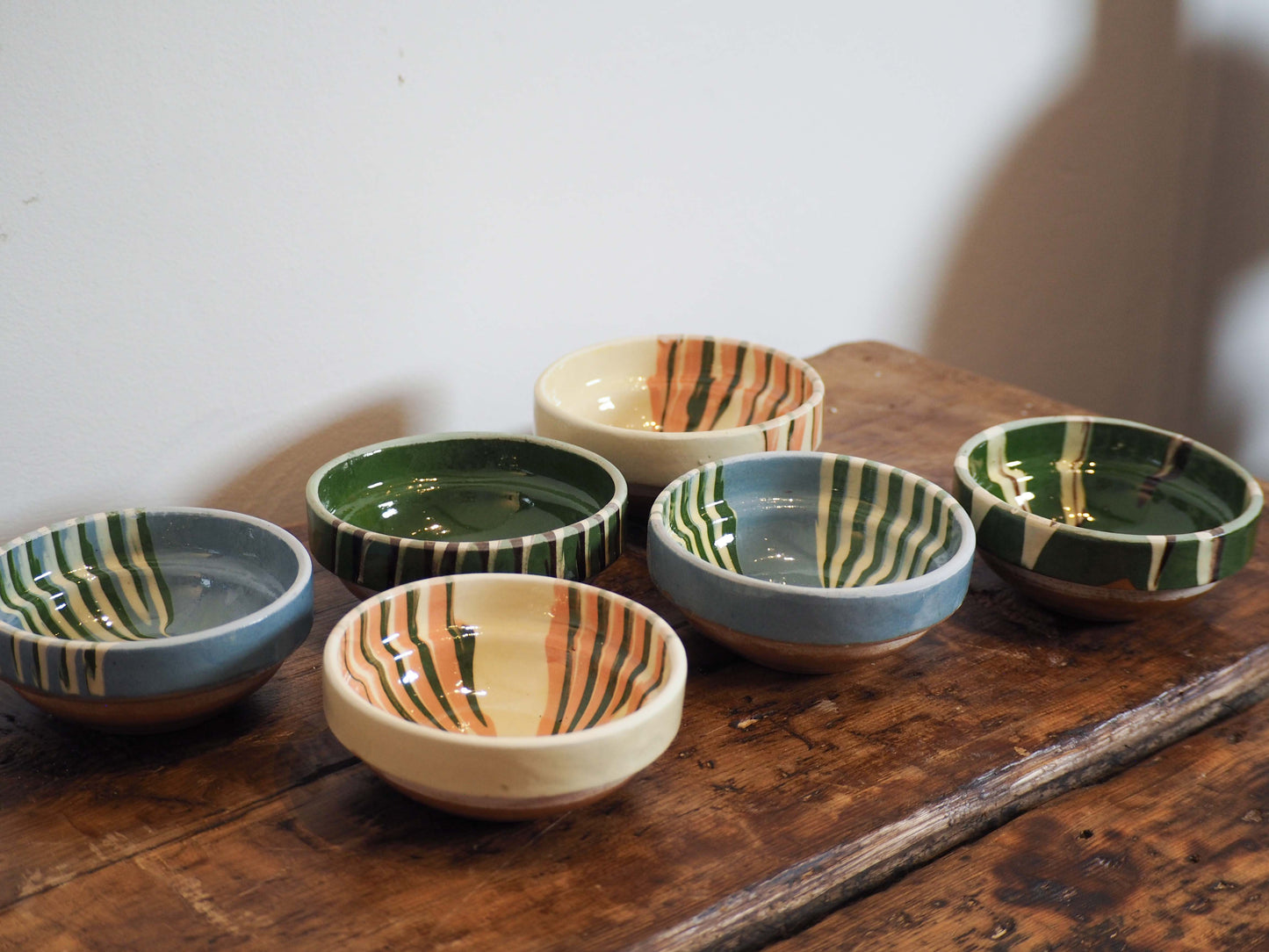 Vintage Traditional Romanian Terracotta Slipware Folk Bowls / Trinket Bowl (Sold Individually)