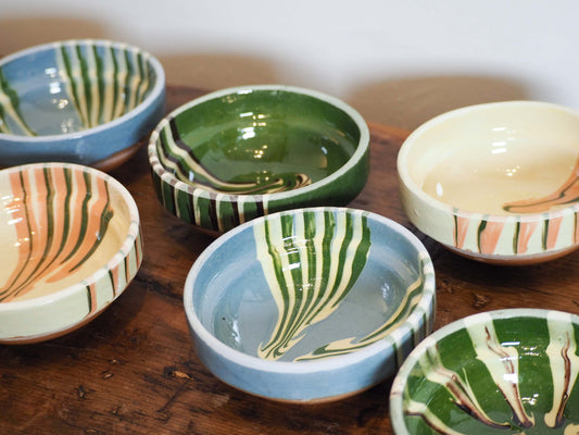 Vintage Traditional Romanian Terracotta Slipware Folk Bowls / Trinket Bowl (Sold Individually)