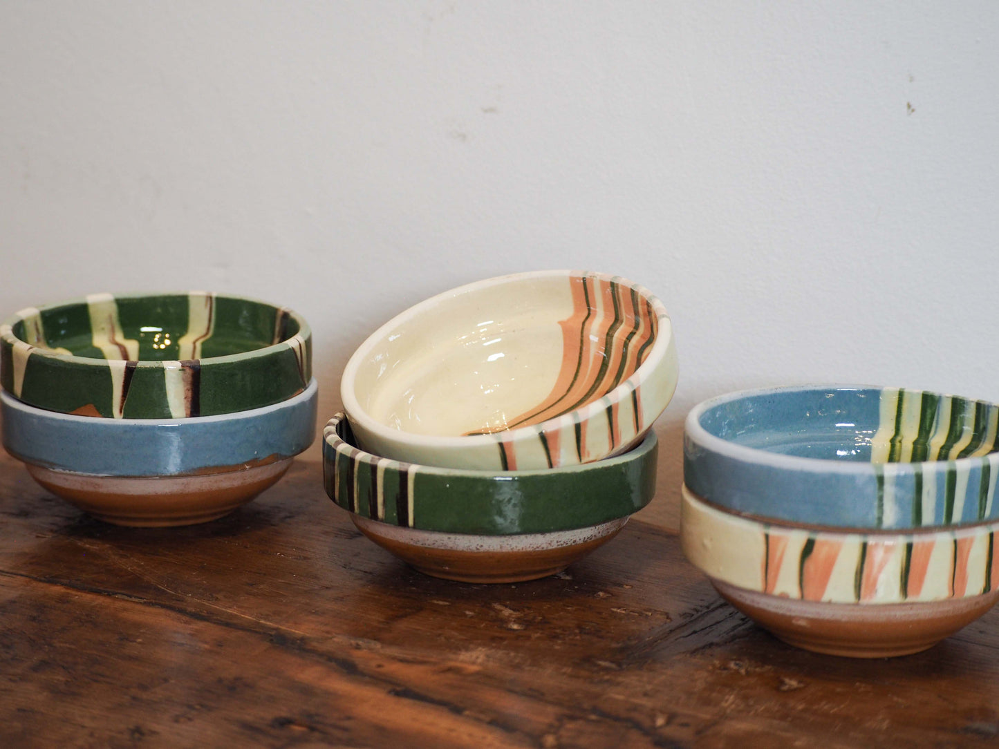 Vintage Traditional Romanian Terracotta Slipware Folk Bowls / Trinket Bowl (Sold Individually)