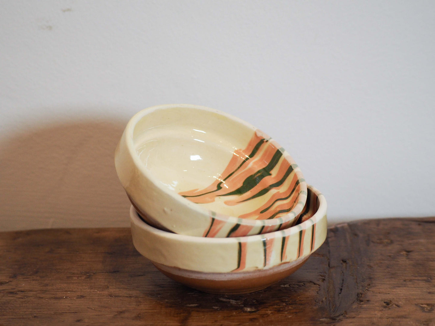 Vintage Traditional Romanian Terracotta Slipware Folk Bowls / Trinket Bowl (Sold Individually)