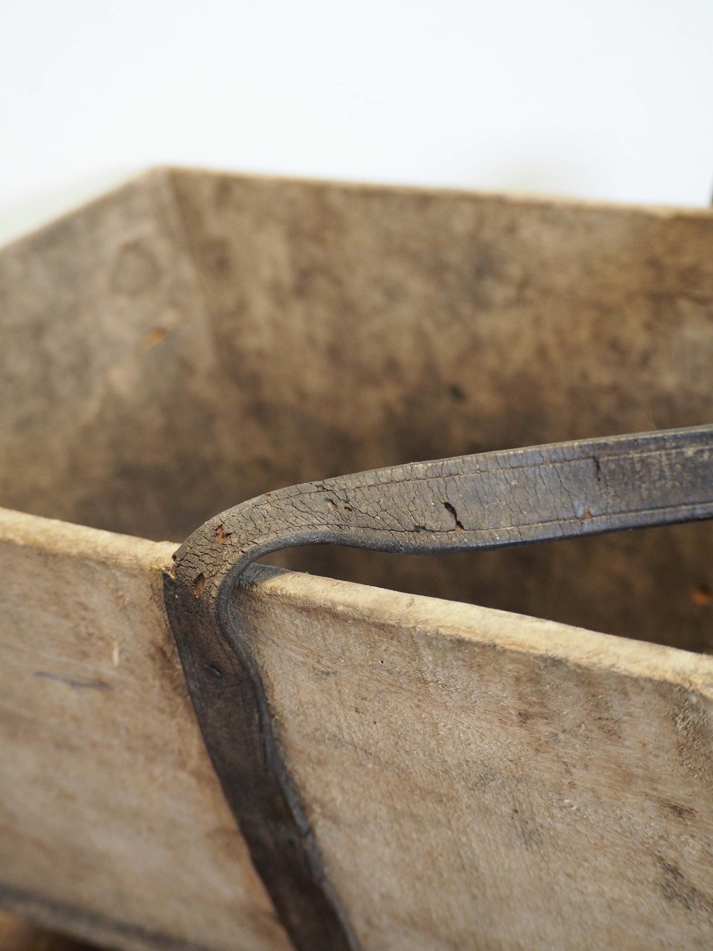 Authentic Vintage French Wooden Harvest Trug Trough with Leather Handle / Fruit, Grape Picking Box