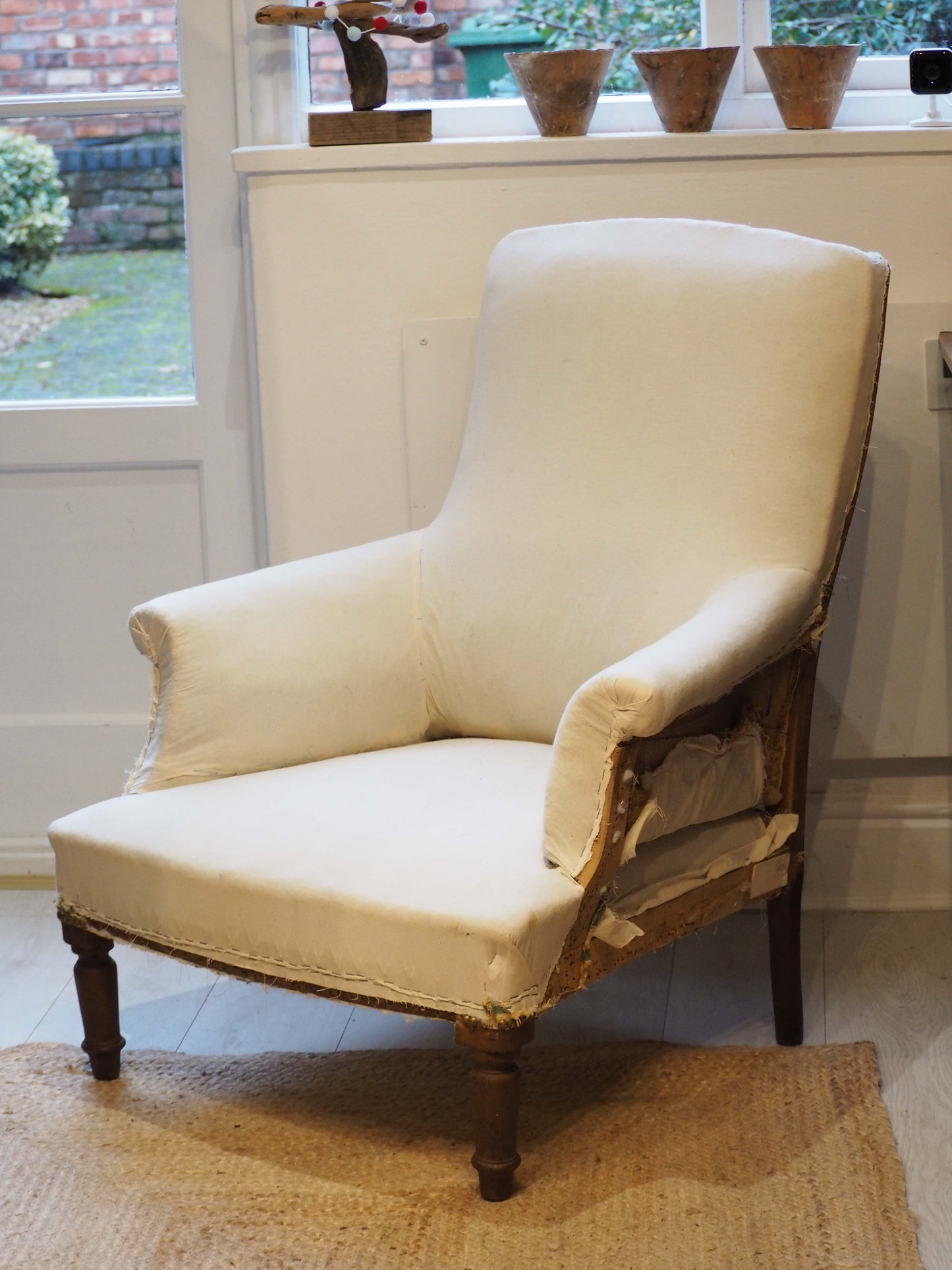 Vintage Antique French Napoleon III Square Back Arm Chair / Occasion Chair